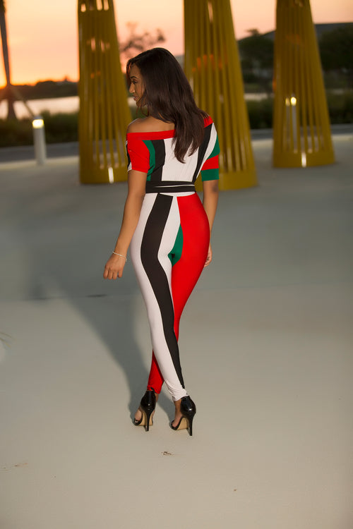 Lorena - Candy Bold Stripes Jumpsuit - Semai House Of fashion