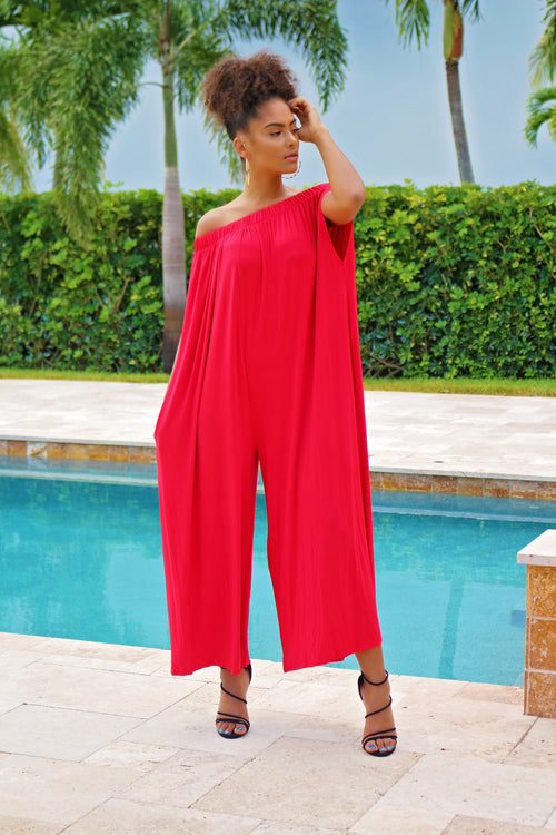 Sunset Oversized Jumpsuit - Red