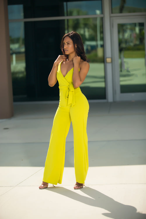 Gabby- Wink At You Wide Leg Jumpsuit - Mustard