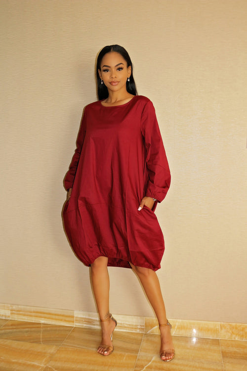 Oversized Dress with Gorgeous color Burgundy