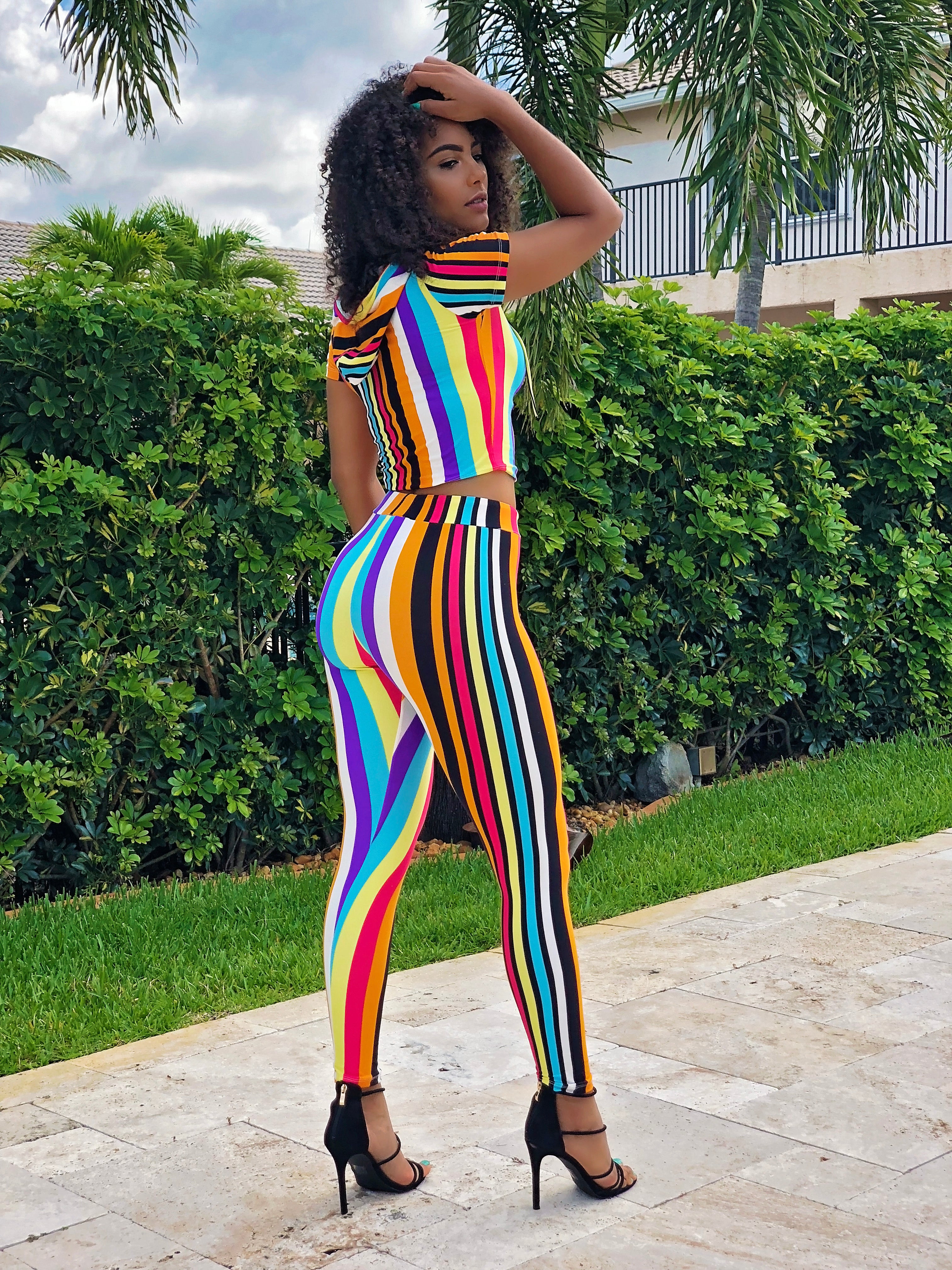 Venus - Easy To Love Colorful Striped Pant Set - Semai House Of fashion