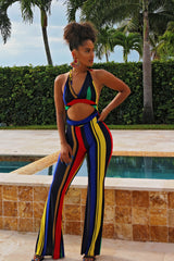 I'm Definitely Impressed Striped Jumpsuit - Multi - Semai House Of fashion