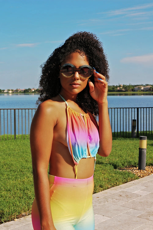 In Circles Sunglasses Blue/Gold