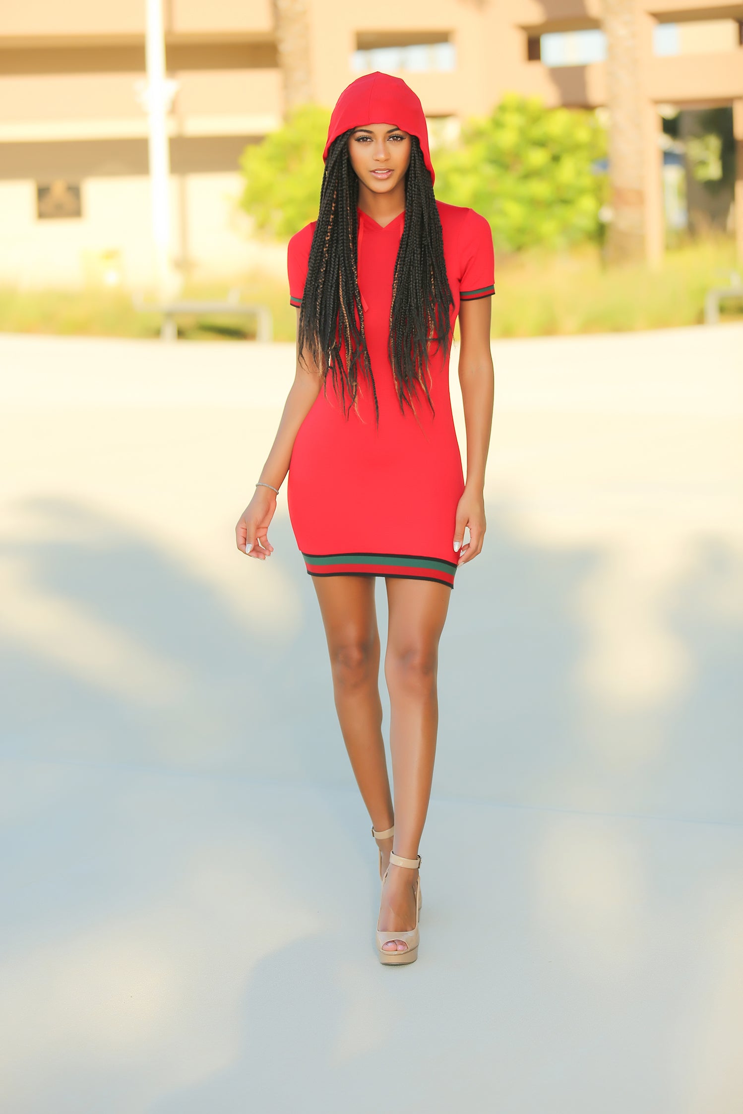 Nisha - It's My Hoodie Mini Dress - Red - Semai House Of fashion