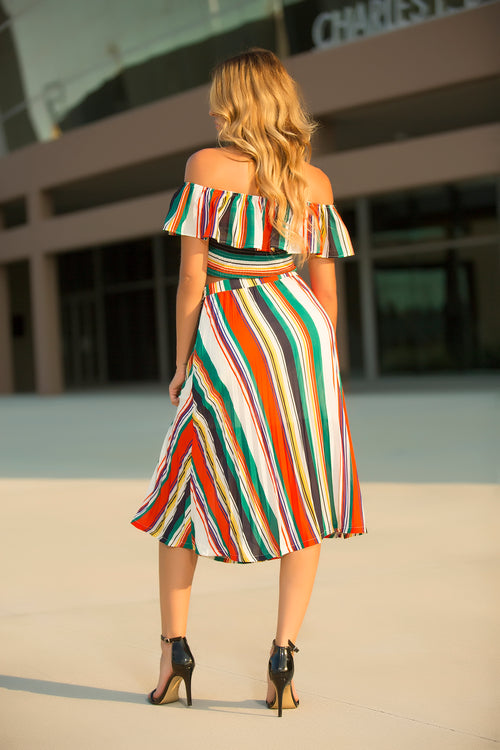 Eliza - Long Line Stripe Skirt Set - Semai House Of fashion