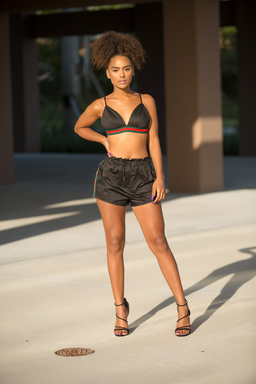 Becky - Welcome Me Matching Shorts And Top Set - Black