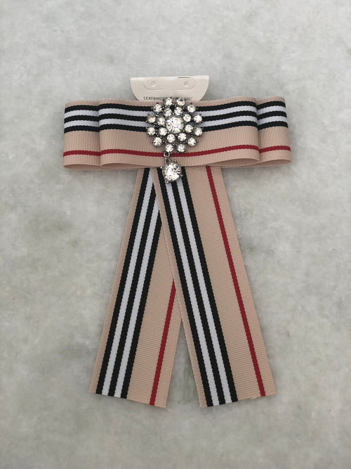 Plaid Rhinestone Brooch