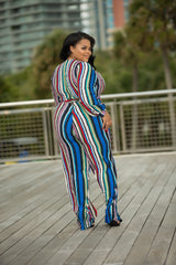 Danica - Plus Size Striped Jumpsuit - Semai House Of fashion