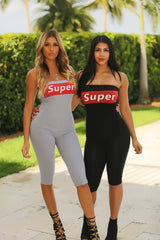 Super Babe Capri Spree Jumpsuit - Grey - Semai House Of fashion