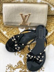 Rock Studded Flat Sandals - Black - Semai House Of fashion