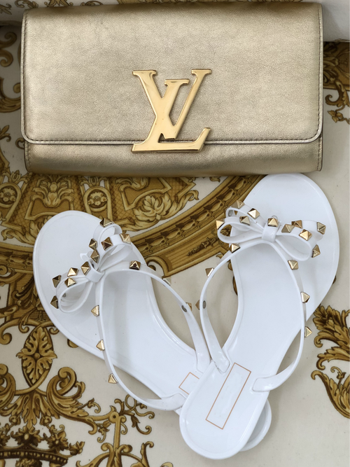 Rock Studded Flat Sandals - White