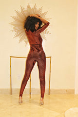 Shine Brighter Jumpsuit- Brown - Semai House Of fashion