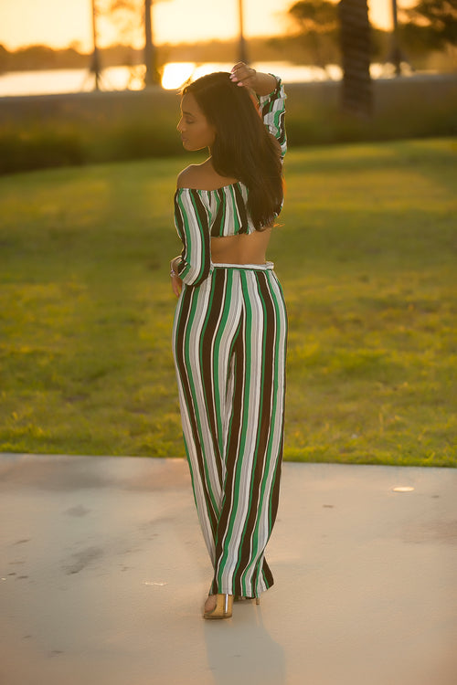 Maya - Step Up Your Stripes Pant Set - Semai House Of fashion