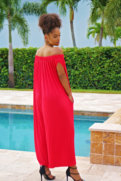 Sunset Oversized Jumpsuit - Red - Semai House Of fashion