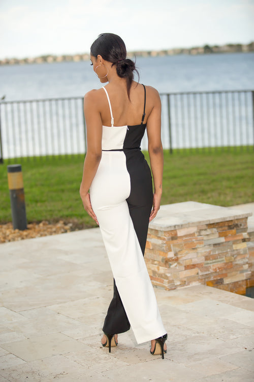 Marilyn- Total Flirt ColorBlock Jumpsuit - Semai House Of fashion