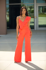 Shannon - Strike A Pose Wide Leg Coral Jumpsuit - Semai House Of fashion