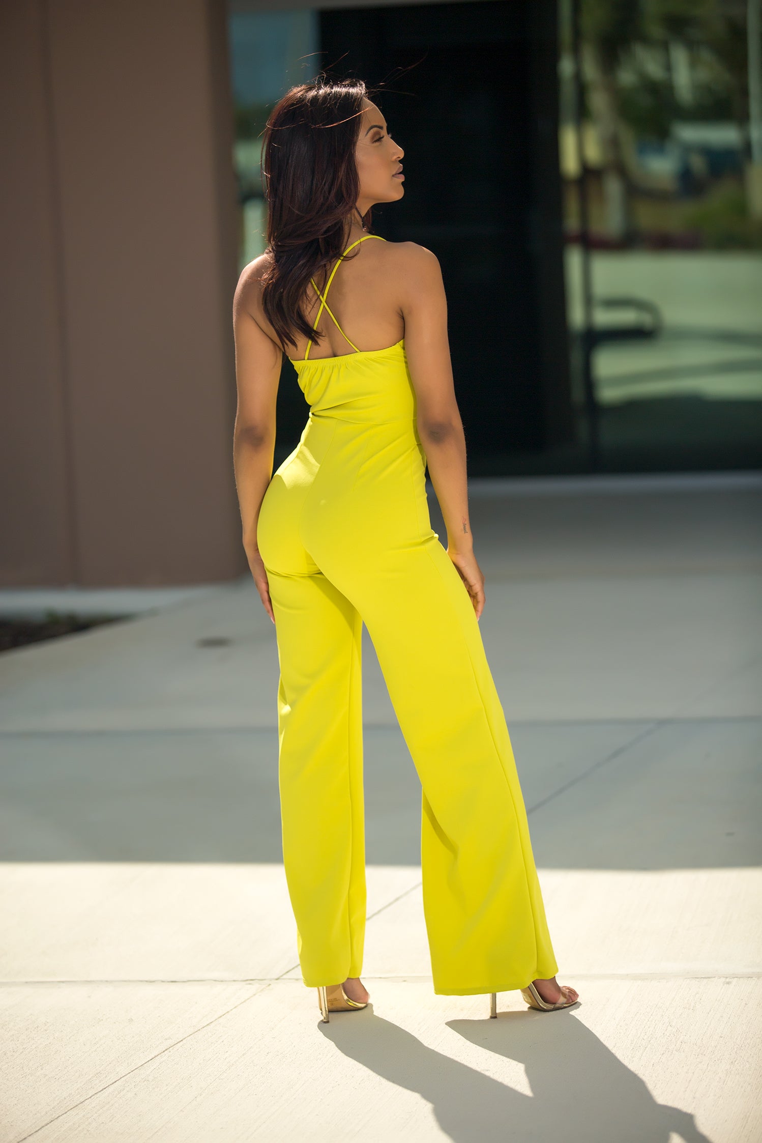 Gabby- Wink At You Wide Leg Jumpsuit - Mustard - Semai House Of fashion