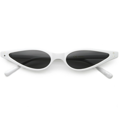 Women's Retro Thin Cat Eye Dual Rivet Sunglasses - White - Semai House Of fashion