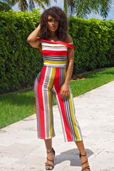 Wrong Timing Off Shoulder Capri Jumpsuit - Multi - Semai House Of fashion