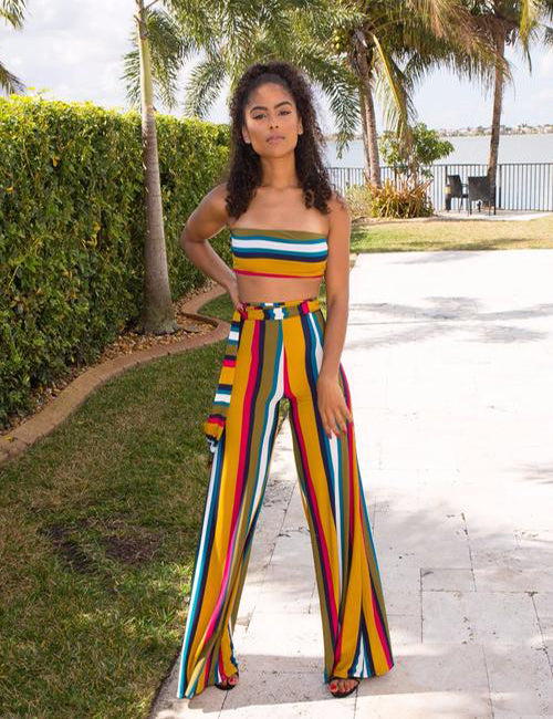 Jayda - Striped Pants Set
