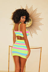Fuzzy Colorful Skirt Set - Semai House Of fashion