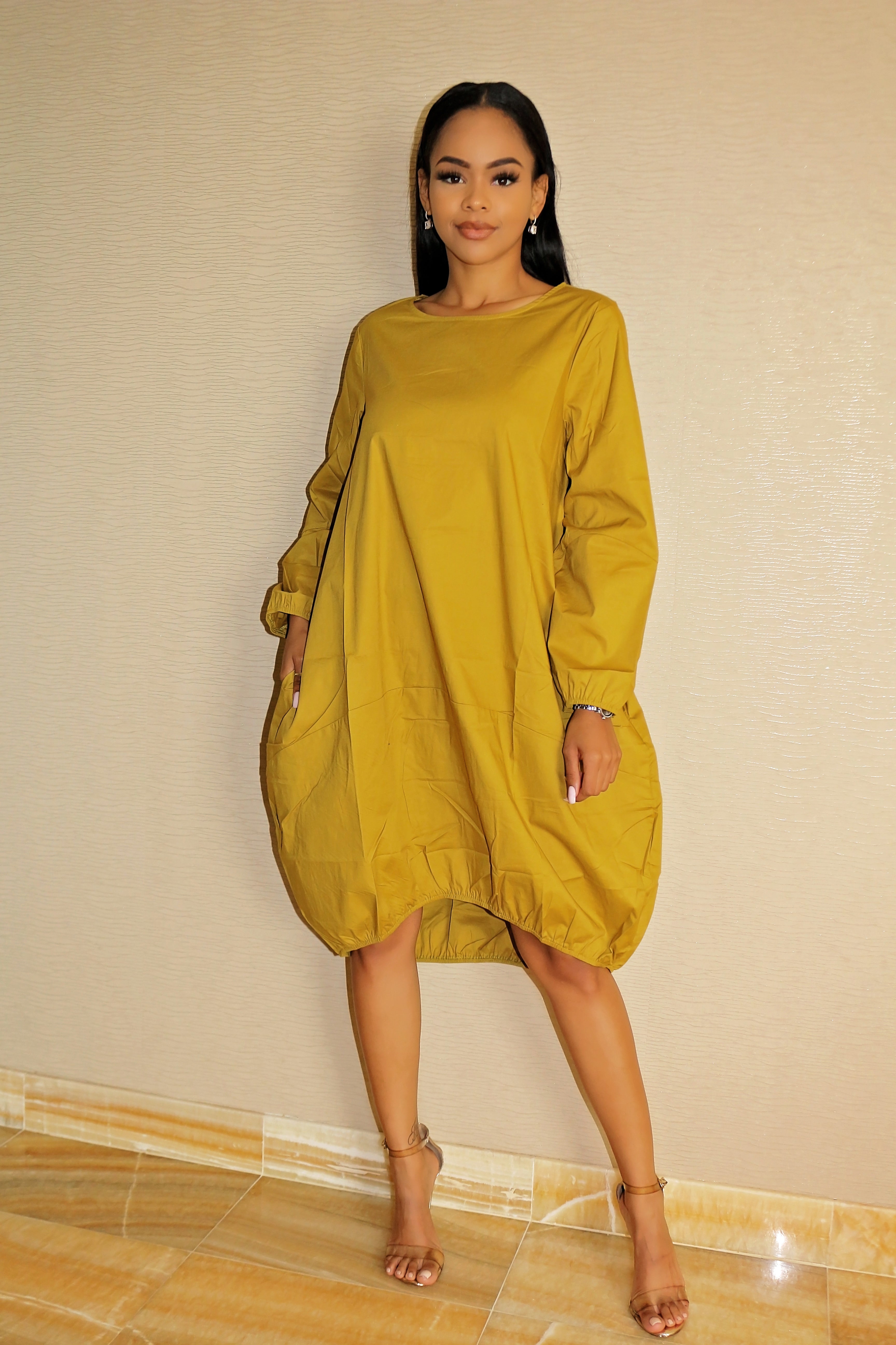 Oversized Dress with Gorgeous Mustard - Semai House Of fashion