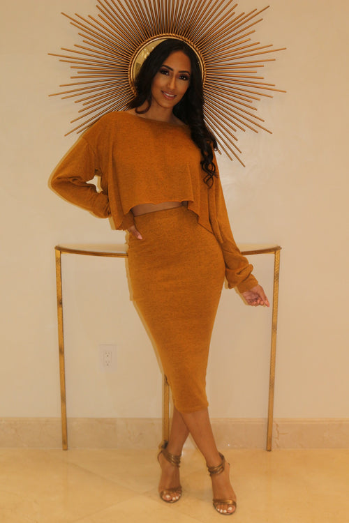 Show Your Comfort Skirt Set - Mustard