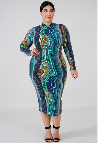 Elicia - Stylish Vibes Plus Size Midi Dress