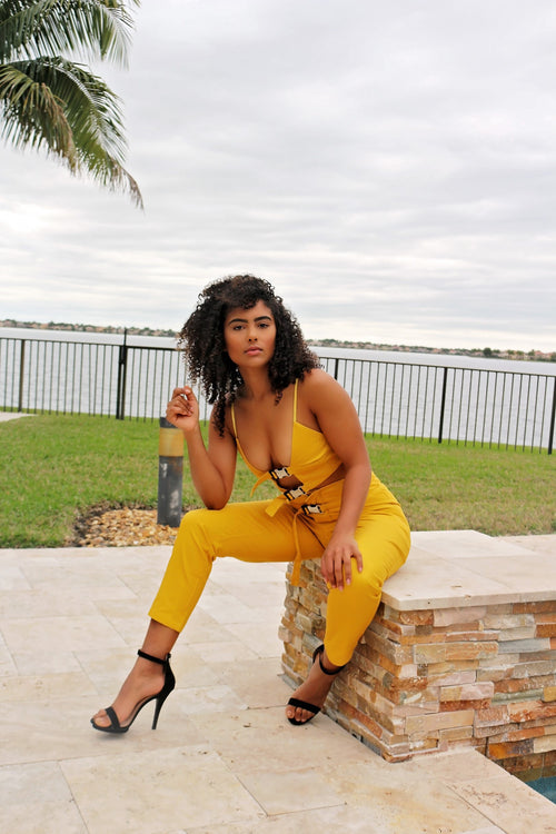 Copy of Buckle Boxy Denim Set- Mustard