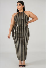 Sequins Back Slit Plus Size Dress - Semai House Of fashion
