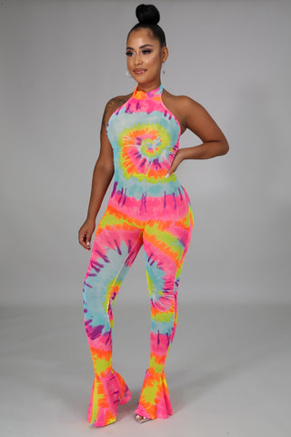 Tie Dye Print Jumpsuit