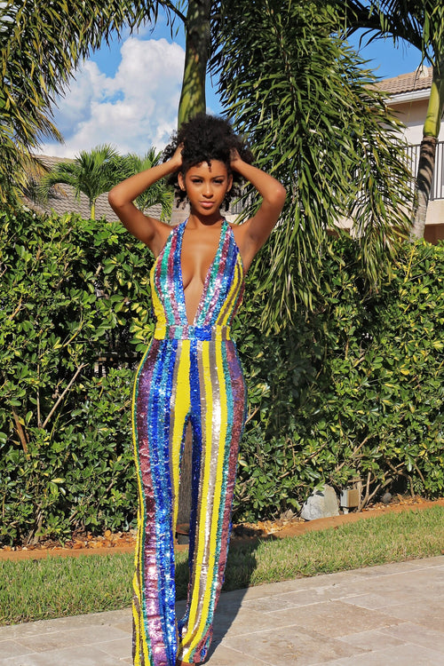 Multi-Color Sequin Jumpsuit - Semai House Of fashion