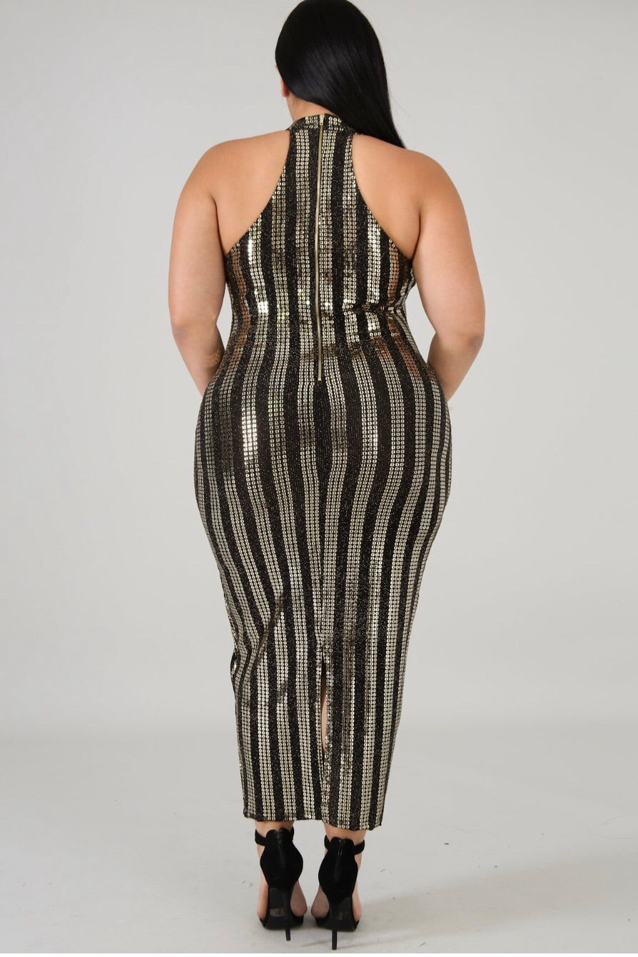 Sequins Back Slit Plus Size Dress - Semai House Of fashion