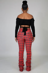 Plaid Pants - coral - Semai House Of fashion