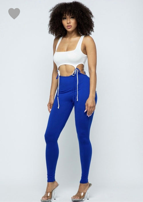 Two Tone Connection Jumpsuit- Blue