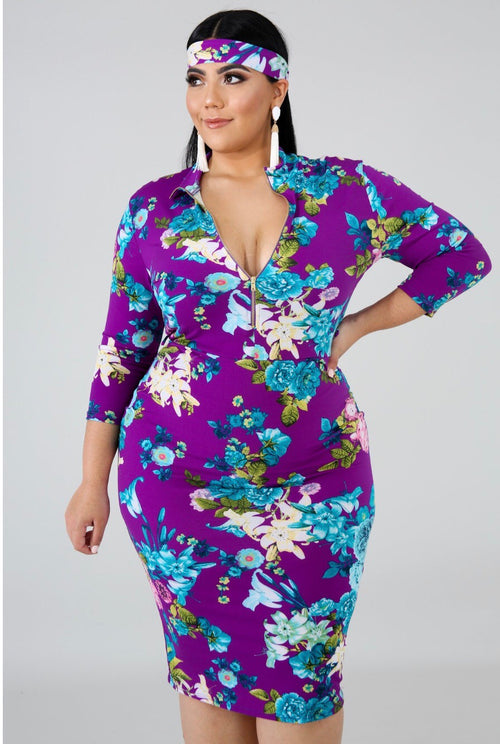 Floral Midi Plus Dress - Semai House Of fashion