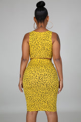 Crop Top self tie skirt set- Mustard - Semai House Of fashion