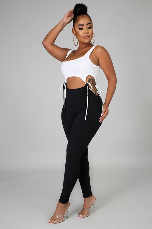 Two Tone Connection Jumpsuit- black - Semai House Of fashion