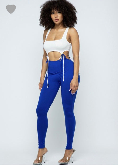 Two Tone Connection Jumpsuit- Blue - Semai House Of fashion