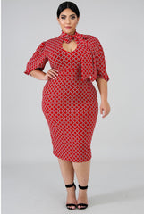 Kris Hot Red Plus size Mini Dress - Semai House Of fashion