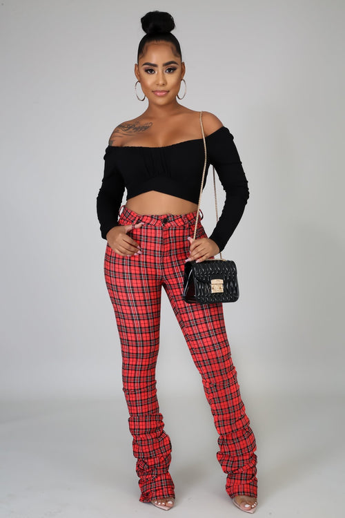 Plaid Pants - coral