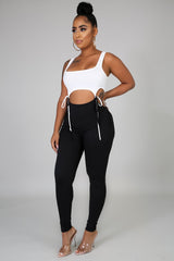 Two Tone Connection Jumpsuit- black - Semai House Of fashion