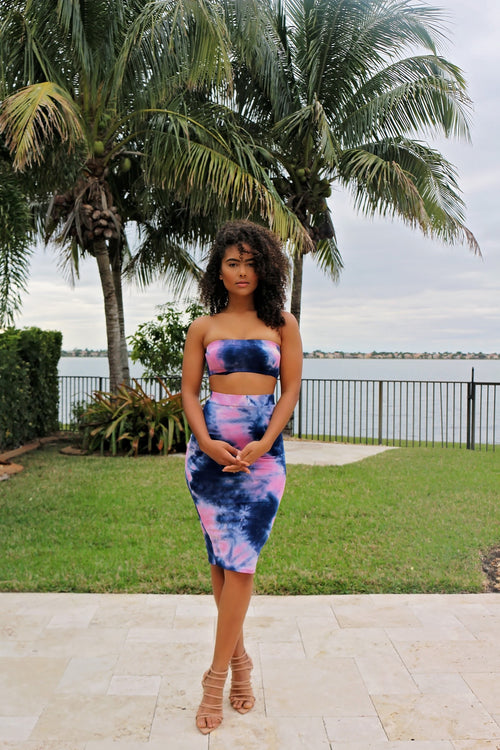 Tube Tie Skirt Set - Blue
