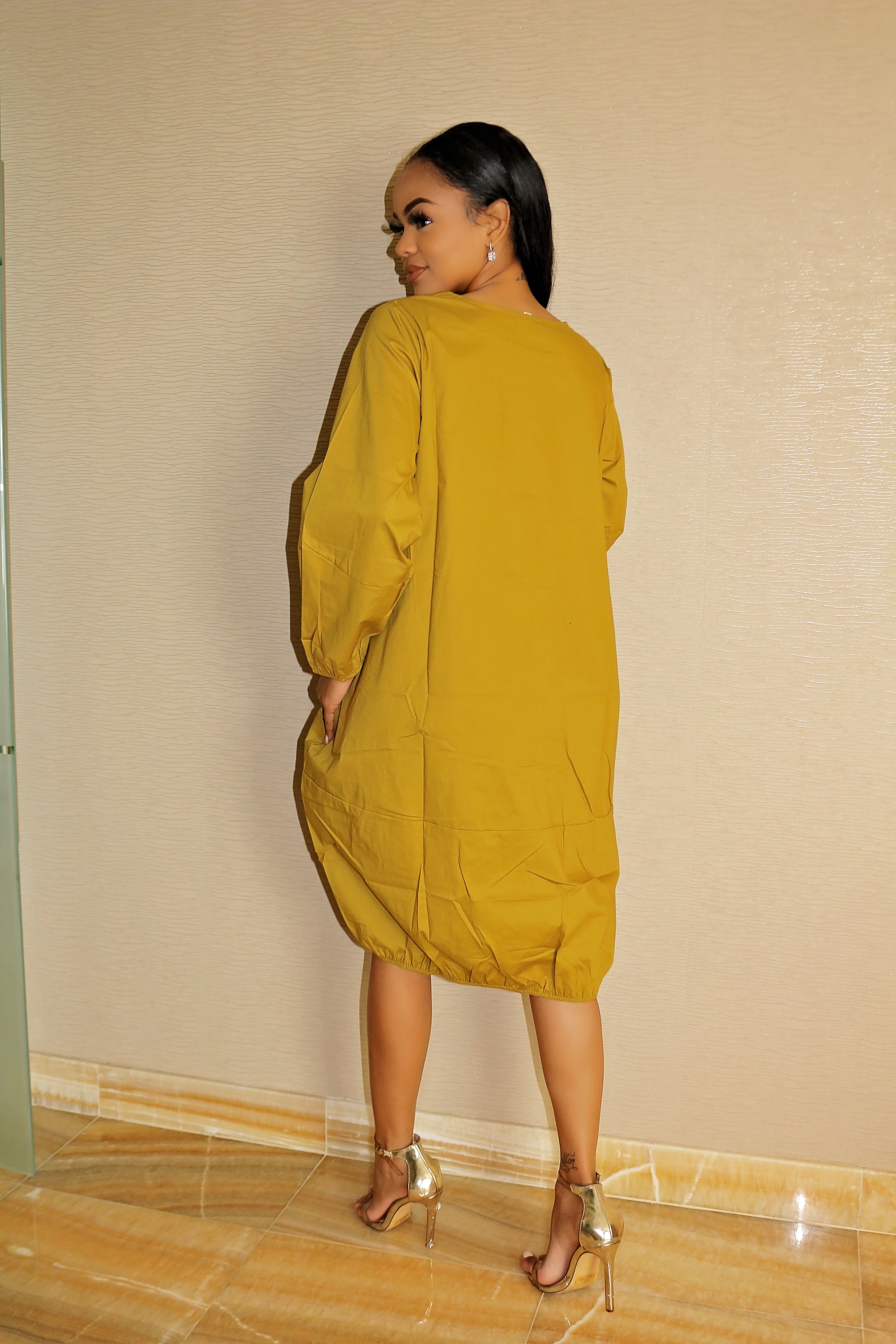 Oversized Dress with Gorgeous Mustard - Semai House Of fashion