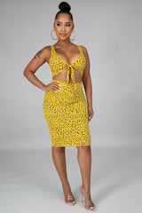 Crop Top self tie skirt set- Mustard - Semai House Of fashion
