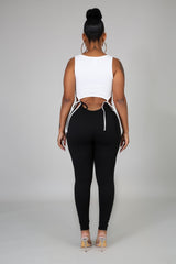 Two Tone Connection Jumpsuit- black - Semai House Of fashion