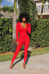 Got Red Long Sleeve Jumpsuit - Semai House Of fashion