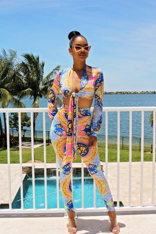 Multi Print Bodysuit Pants Sets