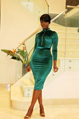 Velvet Midi Dress- Green - Semai House Of fashion