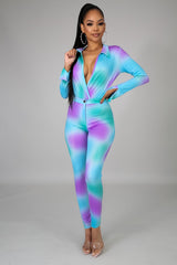 Multi Print Bodysuit Pants Sets - Semai House Of fashion